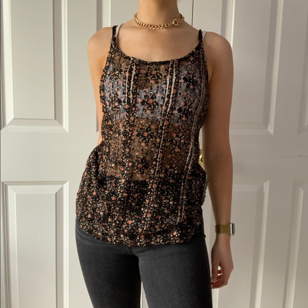 Dainty floral Free People inspired tank